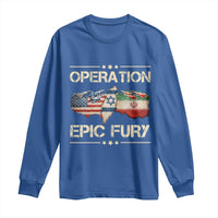 Operation Epic Fury USA Israel Long Sleeve Shirt Patriotic Military Peace Through Strength