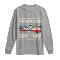 Operation Epic Fury USA Israel Long Sleeve Shirt Patriotic Military Peace Through Strength