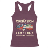 Operation Epic Fury USA Israel Racerback Tank Top Patriotic Military Peace Through Strength