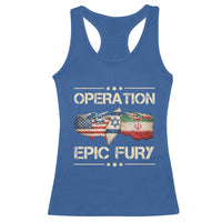 Operation Epic Fury USA Israel Racerback Tank Top Patriotic Military Peace Through Strength