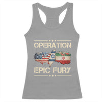 Operation Epic Fury USA Israel Racerback Tank Top Patriotic Military Peace Through Strength