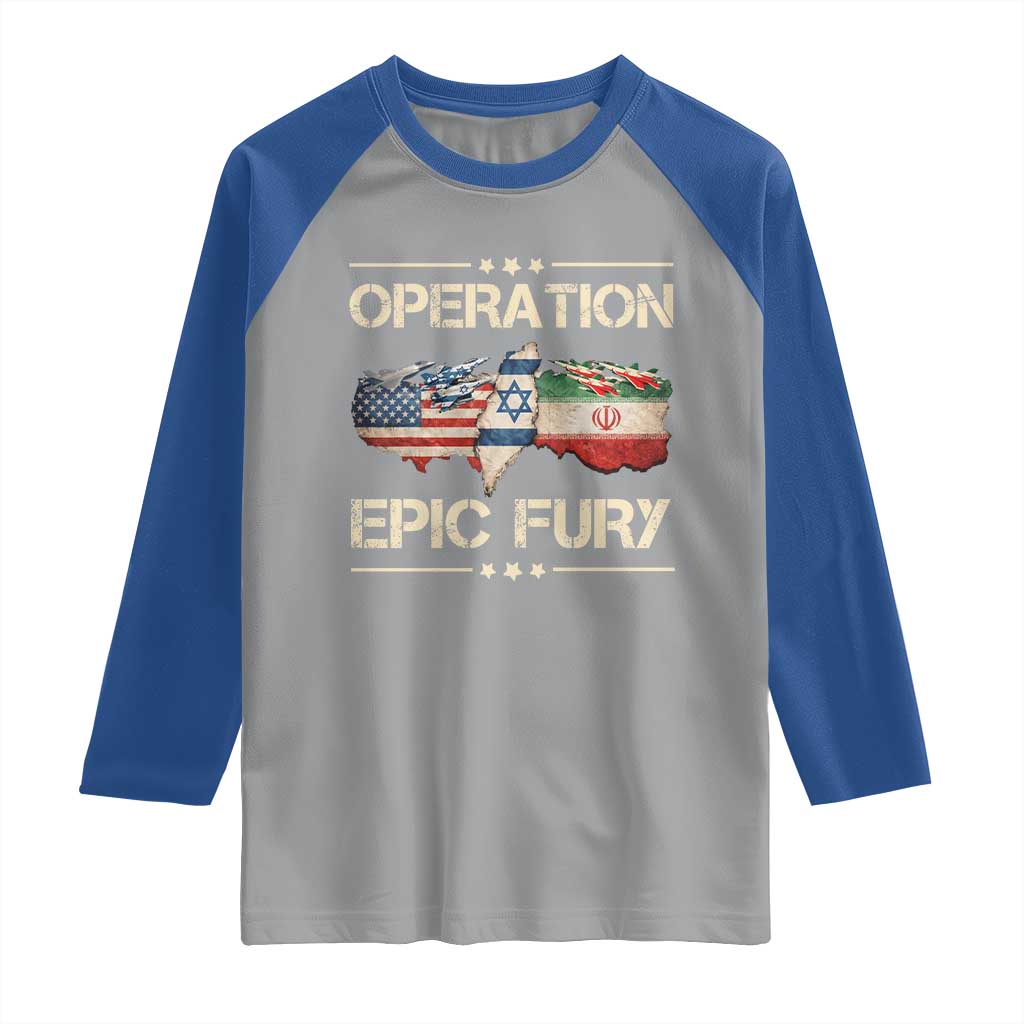 Operation Epic Fury USA Israel Raglan Shirt Patriotic Military Peace Through Strength