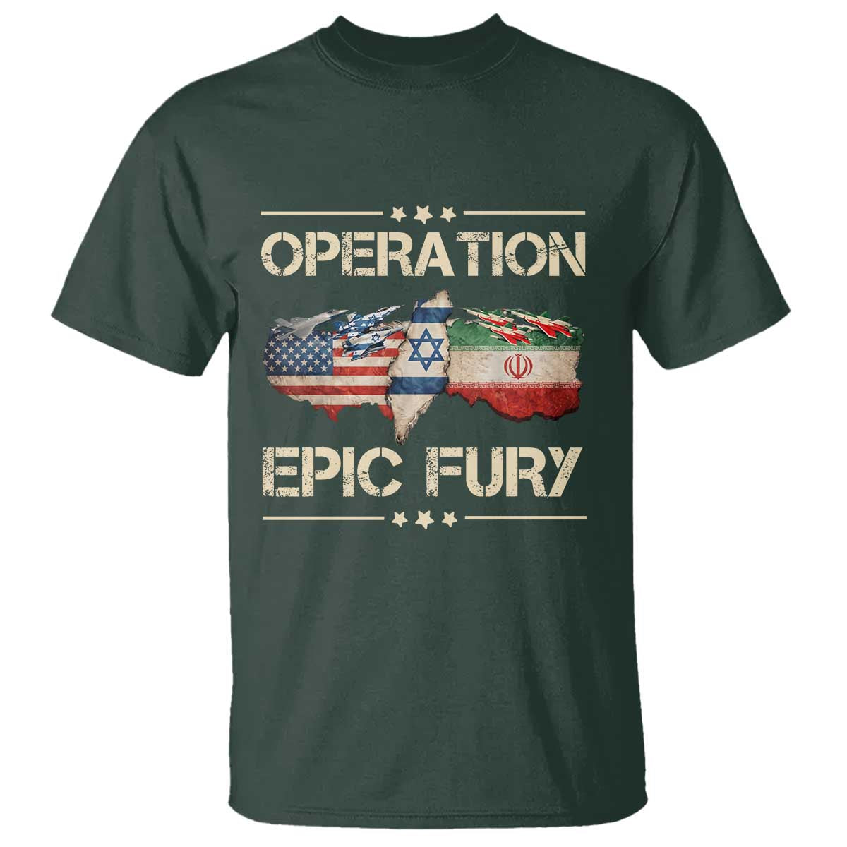Operation Epic Fury USA Israel T Shirt Patriotic Military Peace Through Strength