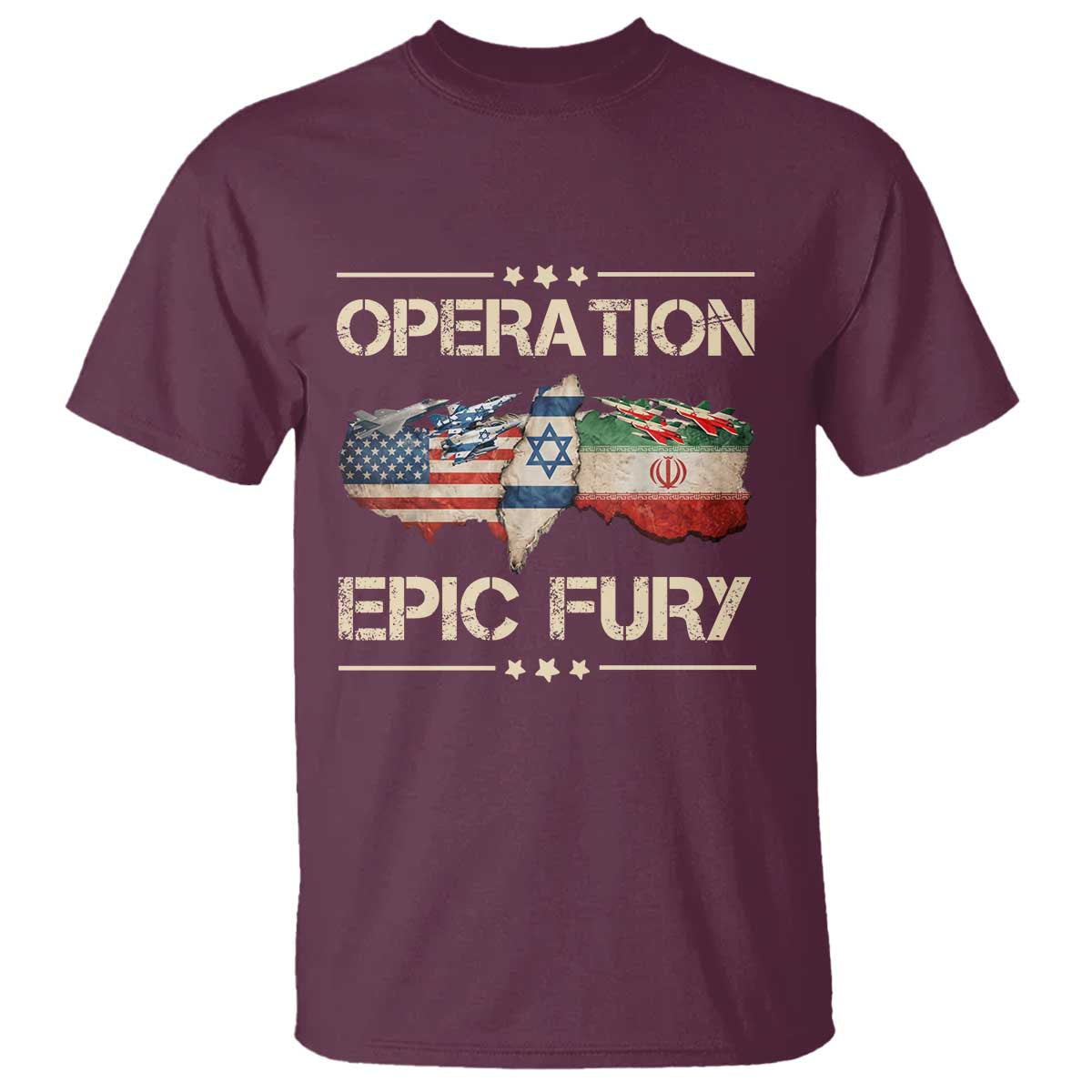 Operation Epic Fury USA Israel T Shirt Patriotic Military Peace Through Strength