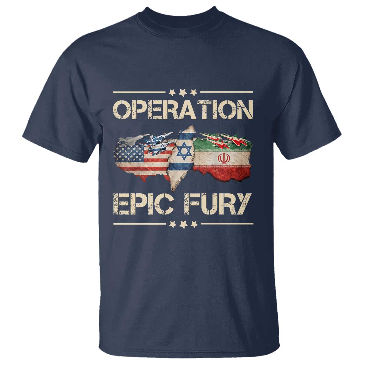 Operation Epic Fury USA Israel T Shirt Patriotic Military Peace Through Strength