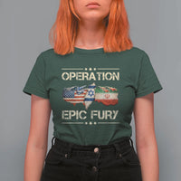 Operation Epic Fury USA Israel T Shirt For Women Patriotic Military Peace Through Strength