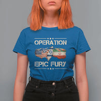 Operation Epic Fury USA Israel T Shirt For Women Patriotic Military Peace Through Strength