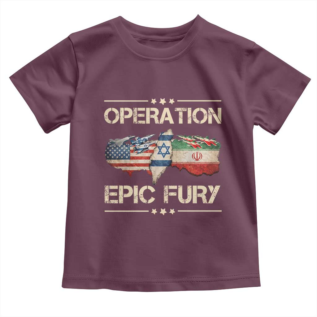 Operation Epic Fury USA Israel Toddler T Shirt Patriotic Military Peace Through Strength