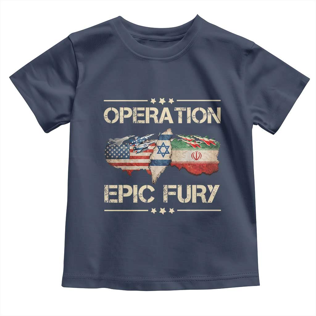 Operation Epic Fury USA Israel Toddler T Shirt Patriotic Military Peace Through Strength