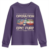 Operation Epic Fury USA Israel Youth Sweatshirt Patriotic Military Peace Through Strength