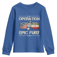 Operation Epic Fury USA Israel Youth Sweatshirt Patriotic Military Peace Through Strength