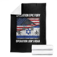Operation Epic Fury Lions Roar Throw Blanket USA Israel Flag Freedom Defense