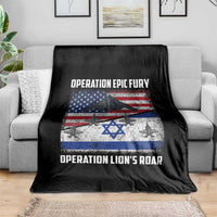 Operation Epic Fury Lions Roar Throw Blanket USA Israel Flag Freedom Defense
