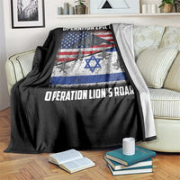 Operation Epic Fury Lions Roar Throw Blanket USA Israel Flag Freedom Defense
