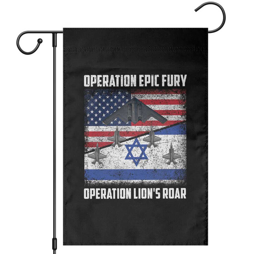 Operation Epic Fury Lions Roar Garden Flag USA Israel Flag Freedom Defense