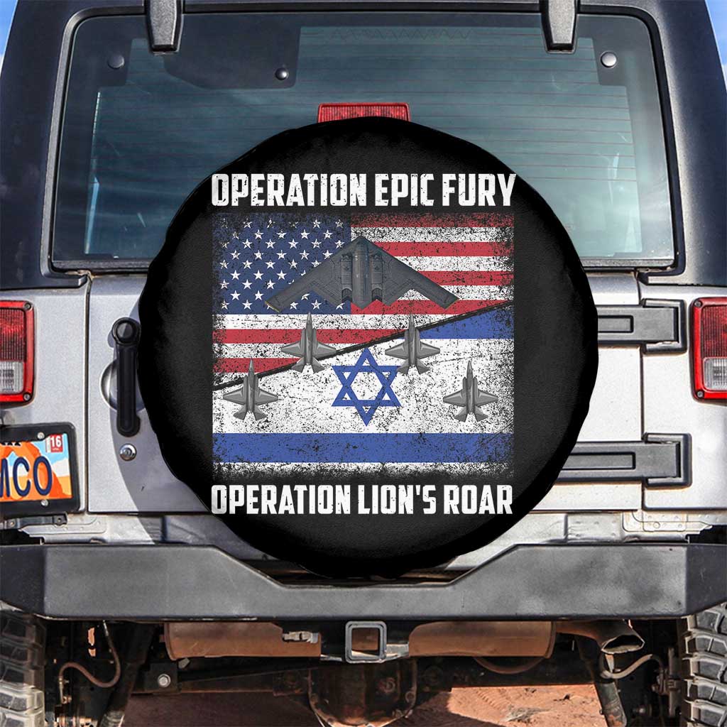 Operation Epic Fury Lions Roar Spare Tire Cover USA Israel Flag Freedom Defense