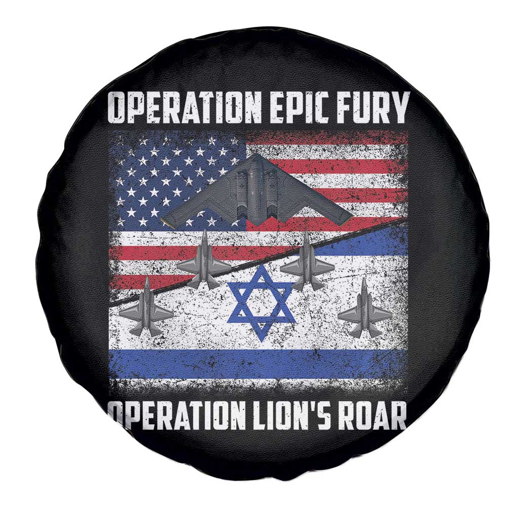 Operation Epic Fury Lions Roar Spare Tire Cover USA Israel Flag Freedom Defense