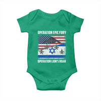 Operation Epic Fury Lions Roar Baby Onesie USA Israel Flag Freedom Defense