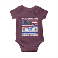Operation Epic Fury Lions Roar Baby Onesie USA Israel Flag Freedom Defense