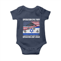 Operation Epic Fury Lions Roar Baby Onesie USA Israel Flag Freedom Defense