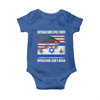 Operation Epic Fury Lions Roar Baby Onesie USA Israel Flag Freedom Defense