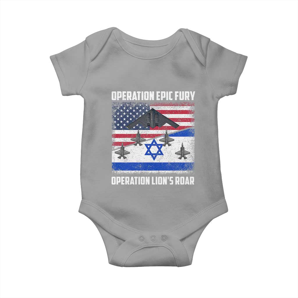 Operation Epic Fury Lions Roar Baby Onesie USA Israel Flag Freedom Defense