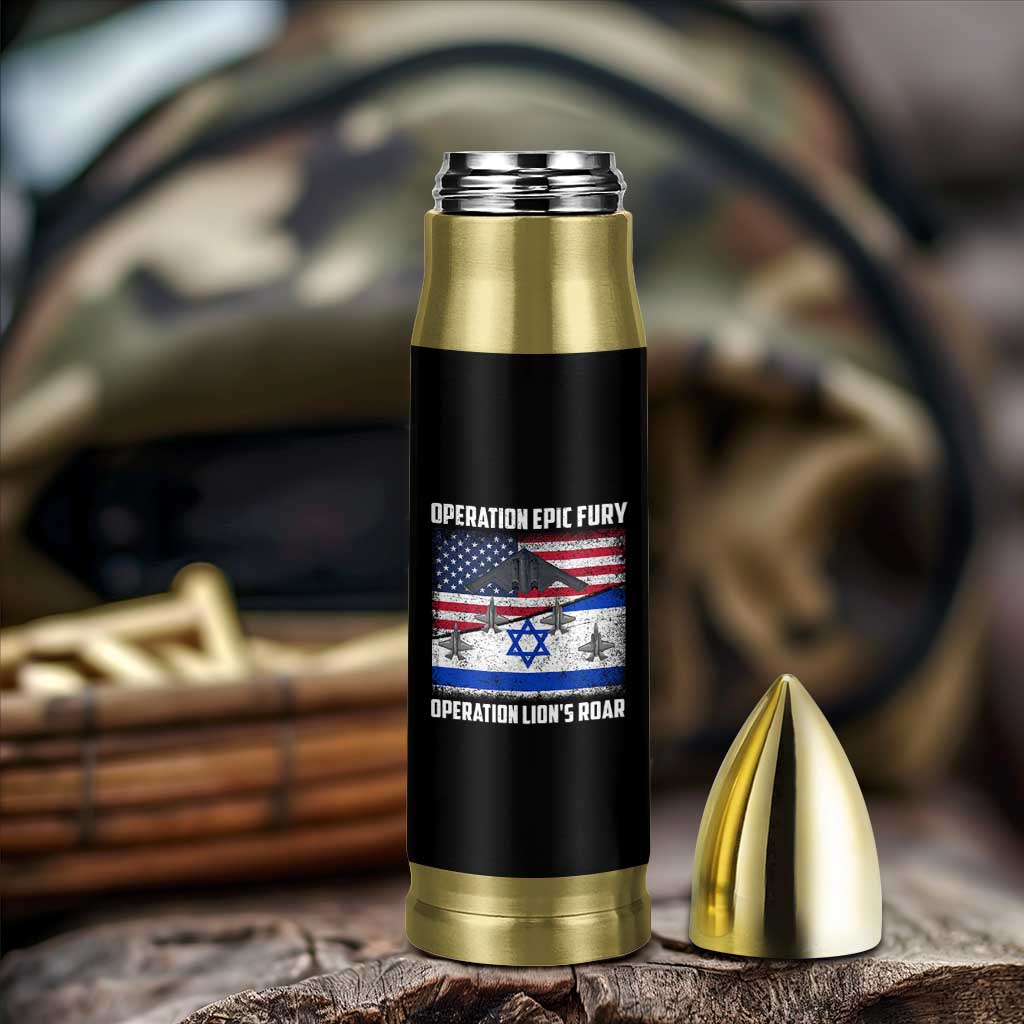 Operation Epic Fury Lions Roar Bullet Tumbler USA Israel Flag Freedom Defense
