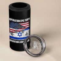 Operation Epic Fury Lions Roar 4 in 1 Can Cooler Tumbler USA Israel Flag Freedom Defense