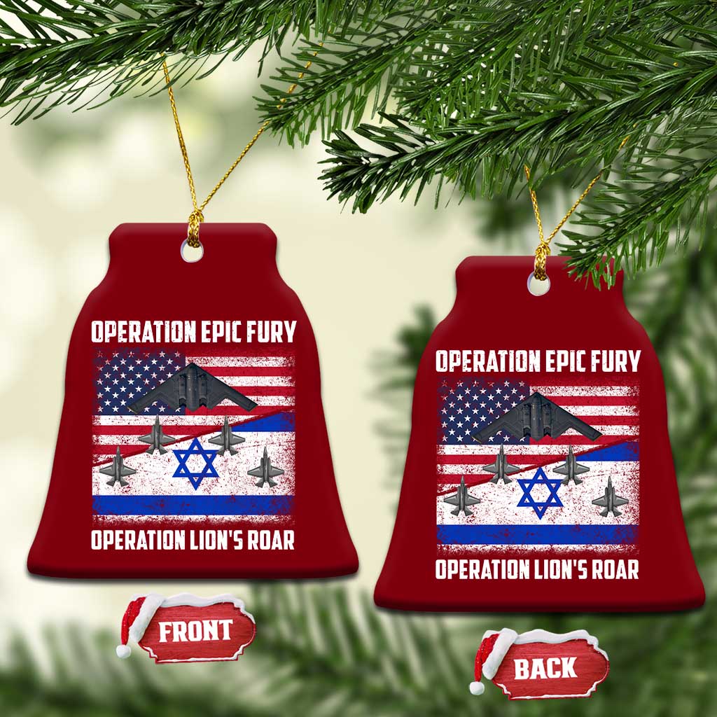 Operation Epic Fury Lions Roar Ceramic Ornament USA Israel Flag Freedom Defense
