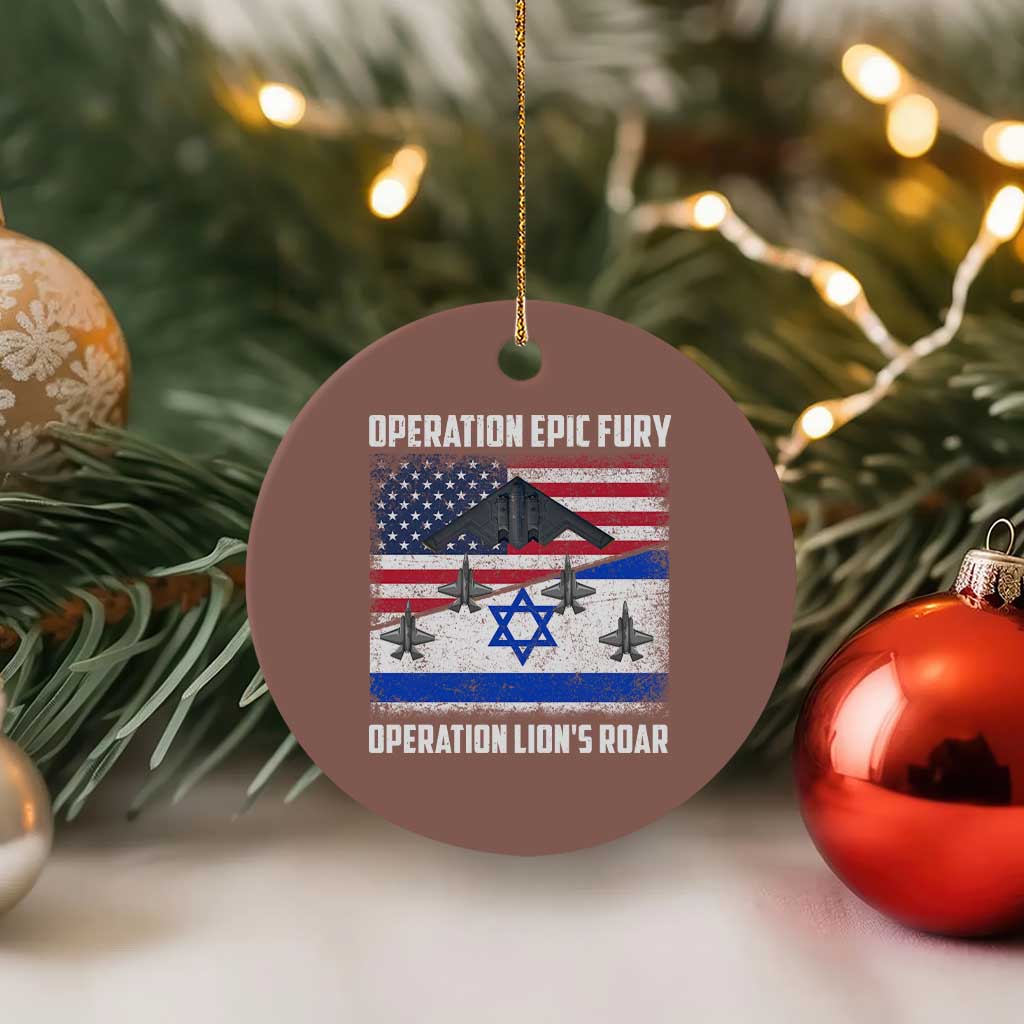 Operation Epic Fury Lions Roar Ceramic Ornament USA Israel Flag Freedom Defense