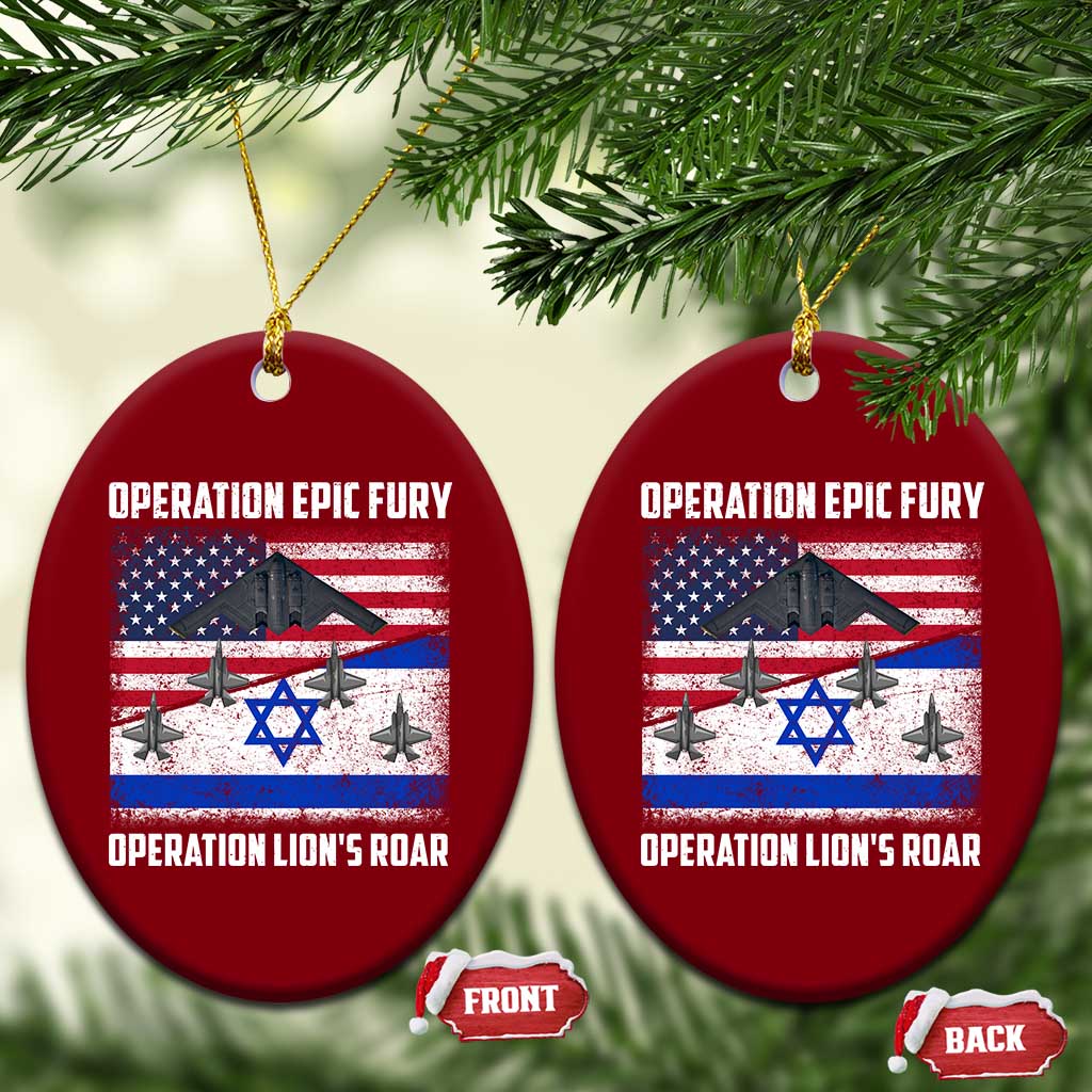 Operation Epic Fury Lions Roar Ceramic Ornament USA Israel Flag Freedom Defense