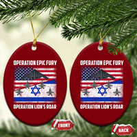 Operation Epic Fury Lions Roar Ceramic Ornament USA Israel Flag Freedom Defense