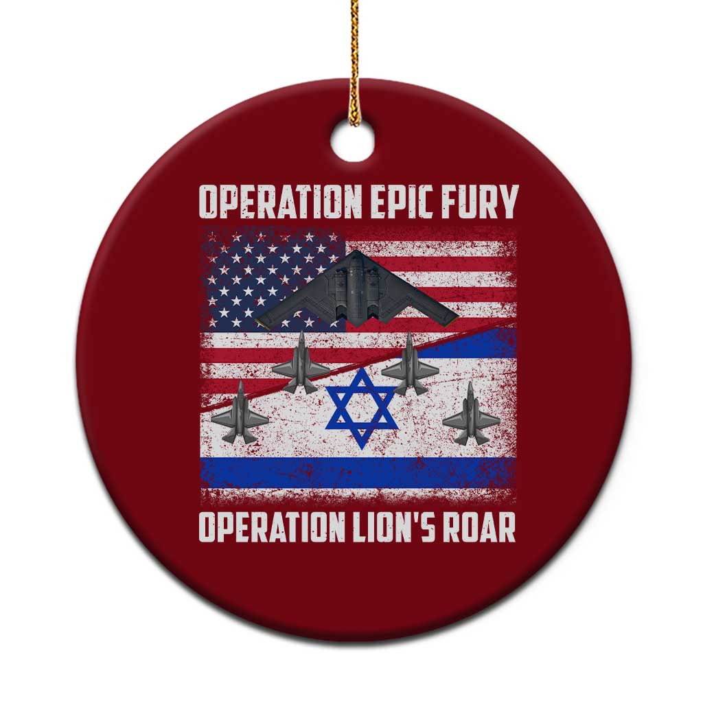 Operation Epic Fury Lions Roar Ceramic Ornament USA Israel Flag Freedom Defense