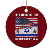 Operation Epic Fury Lions Roar Ceramic Ornament USA Israel Flag Freedom Defense