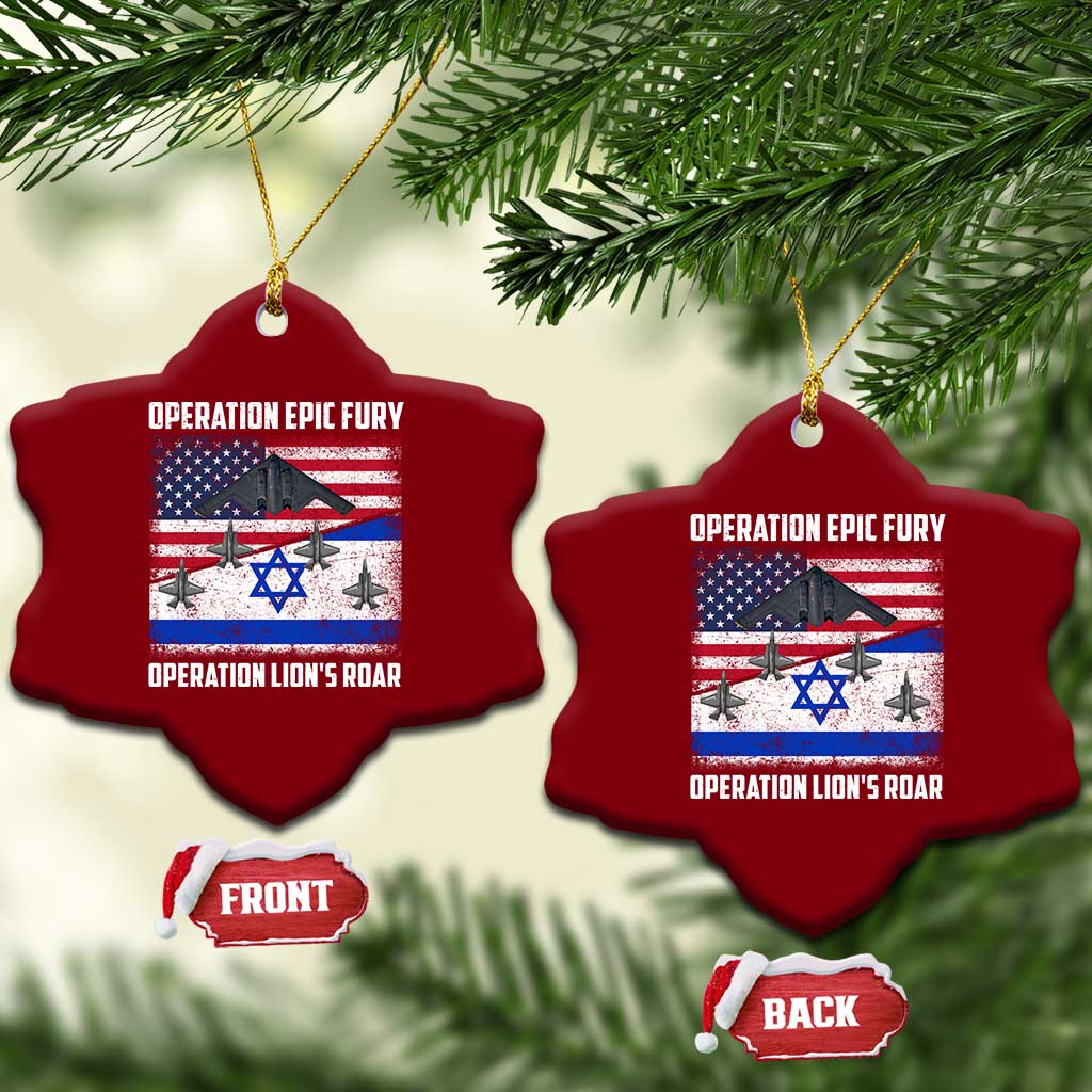 Operation Epic Fury Lions Roar Ceramic Ornament USA Israel Flag Freedom Defense