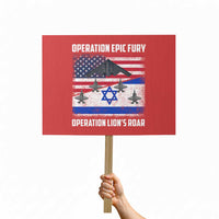 Operation Epic Fury Lions Roar Protest Sign USA Israel Flag Freedom Defense