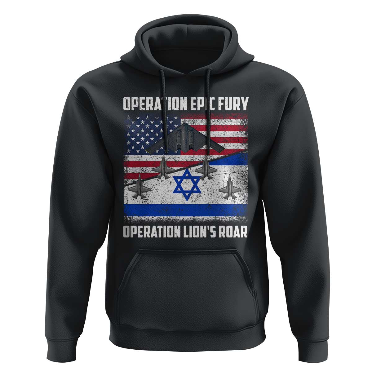Operation Epic Fury Lions Roar Hoodie USA Israel Flag Freedom Defense