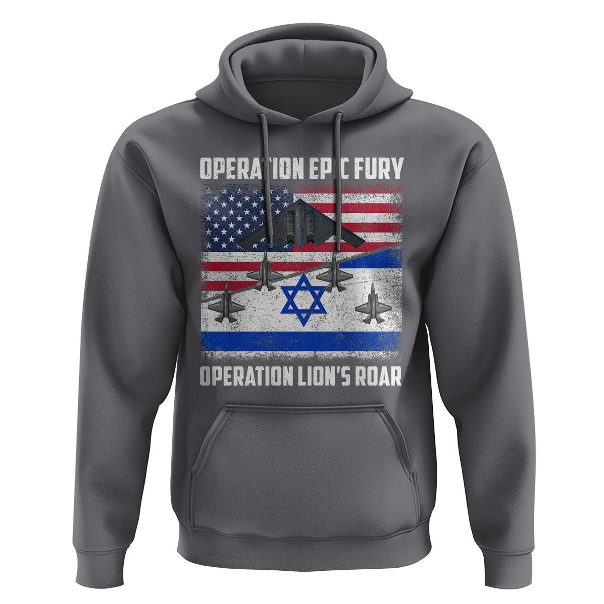 Operation Epic Fury Lions Roar Hoodie USA Israel Flag Freedom Defense