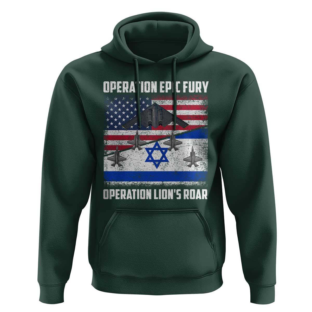 Operation Epic Fury Lions Roar Hoodie USA Israel Flag Freedom Defense
