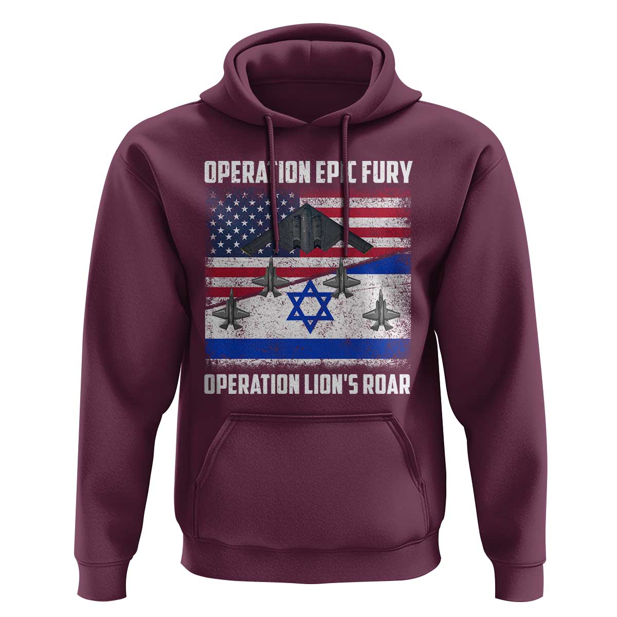 Operation Epic Fury Lions Roar Hoodie USA Israel Flag Freedom Defense