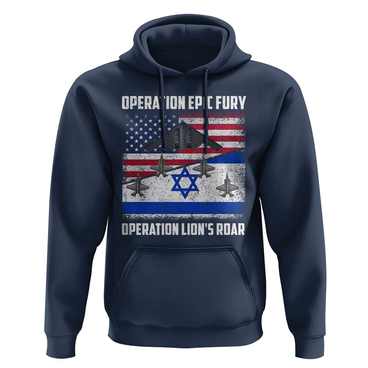 Operation Epic Fury Lions Roar Hoodie USA Israel Flag Freedom Defense