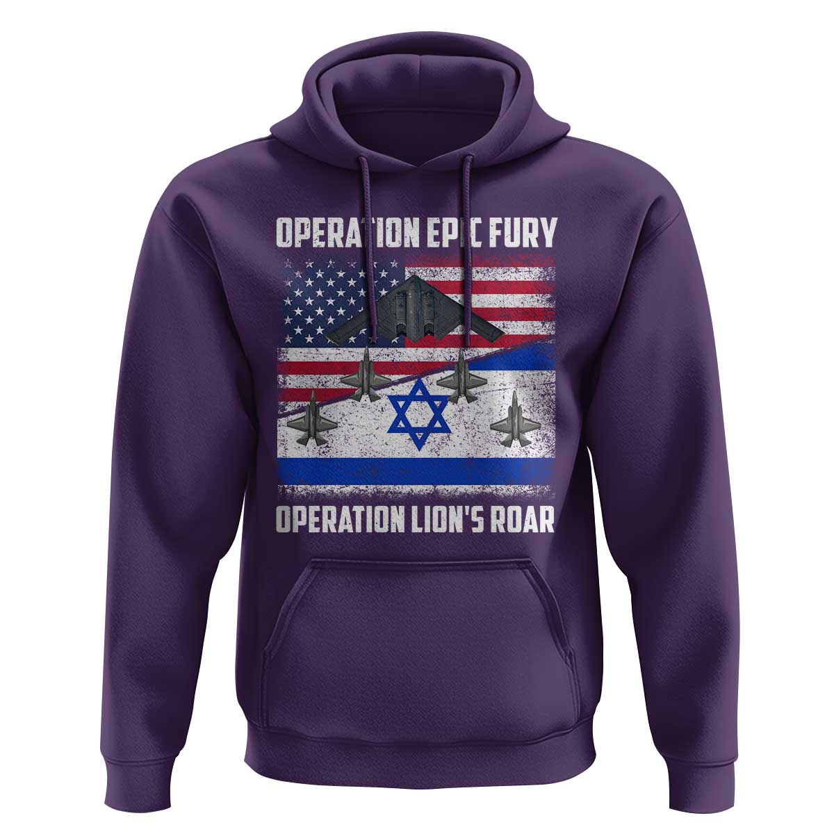 Operation Epic Fury Lions Roar Hoodie USA Israel Flag Freedom Defense