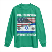 Operation Epic Fury Lions Roar Long Sleeve Shirt USA Israel Flag Freedom Defense