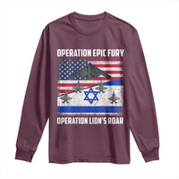 Operation Epic Fury Lions Roar Long Sleeve Shirt USA Israel Flag Freedom Defense