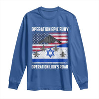 Operation Epic Fury Lions Roar Long Sleeve Shirt USA Israel Flag Freedom Defense