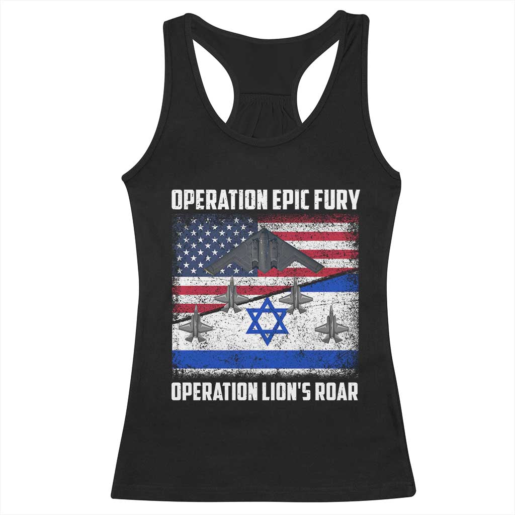Operation Epic Fury Lions Roar Racerback Tank Top USA Israel Flag Freedom Defense