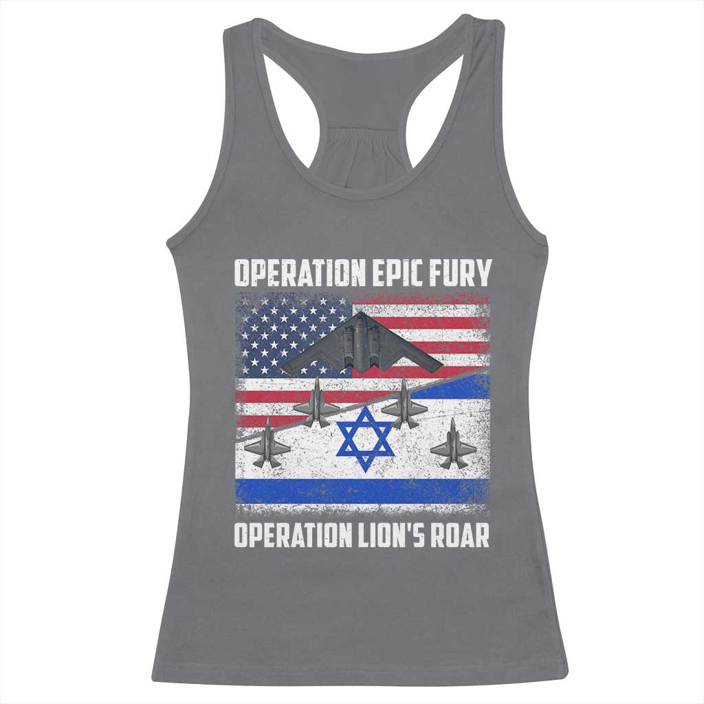 Operation Epic Fury Lions Roar Racerback Tank Top USA Israel Flag Freedom Defense