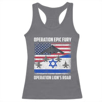Operation Epic Fury Lions Roar Racerback Tank Top USA Israel Flag Freedom Defense