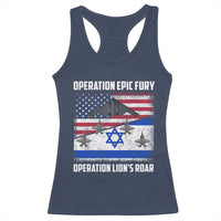 Operation Epic Fury Lions Roar Racerback Tank Top USA Israel Flag Freedom Defense
