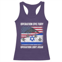 Operation Epic Fury Lions Roar Racerback Tank Top USA Israel Flag Freedom Defense